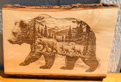 Plaque Live Edge Rectangular - Mama Bear
