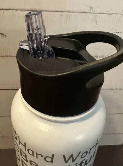 40oz. Insulated Water Bottle with Collapsible Straw Lid - White, Mom Collage
