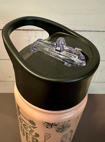 16oz. Insulated Water Bottle with Straw Lid - Pink, Cheerleader