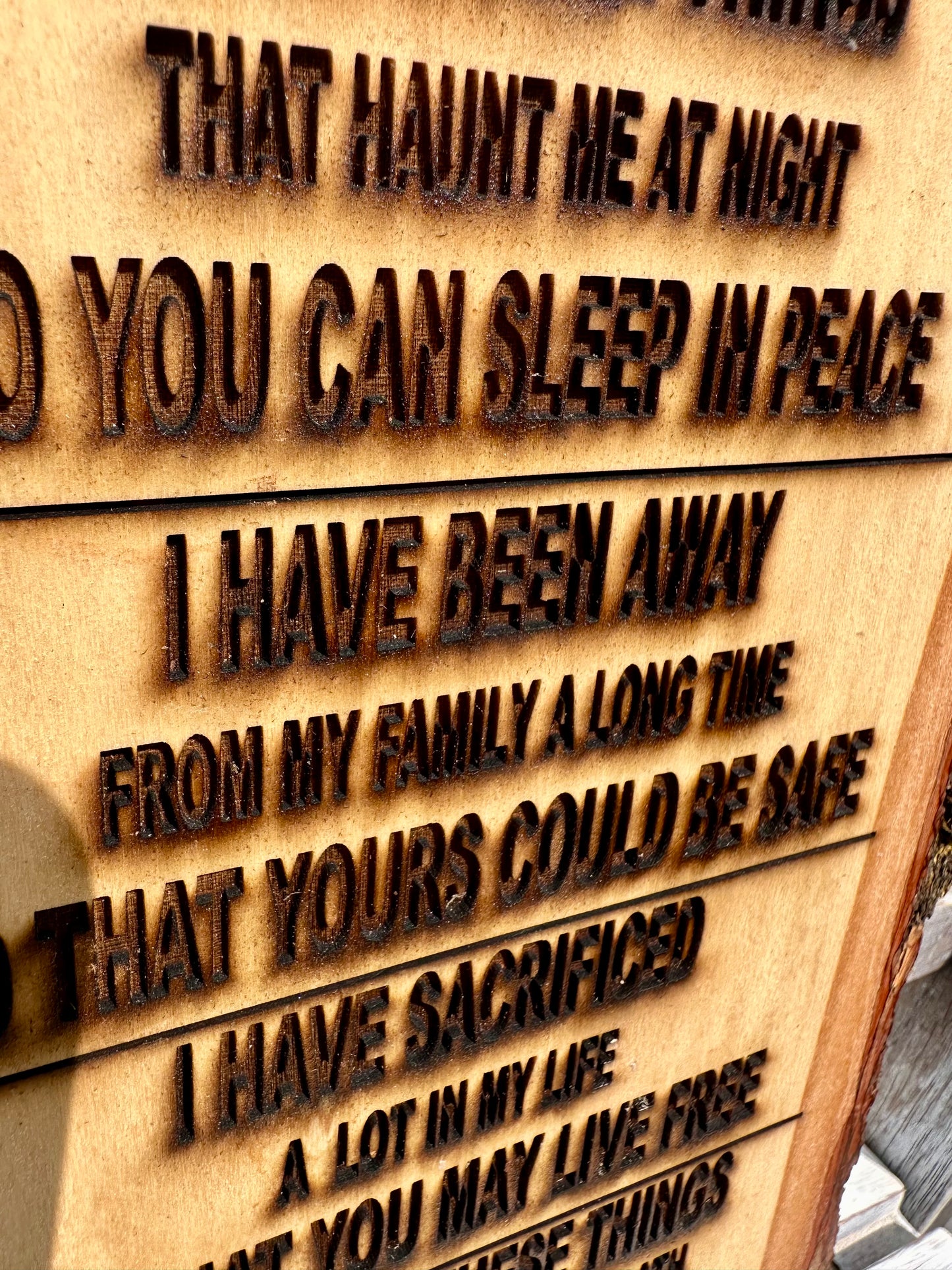 I Am a Military Veteran Live Edge Rectangular Plaque