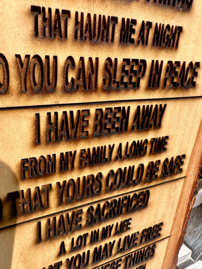 I Am a Military Veteran Live Edge Rectangular Plaque