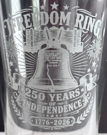 16oz Pint Glass Engraved - Freedom Ring