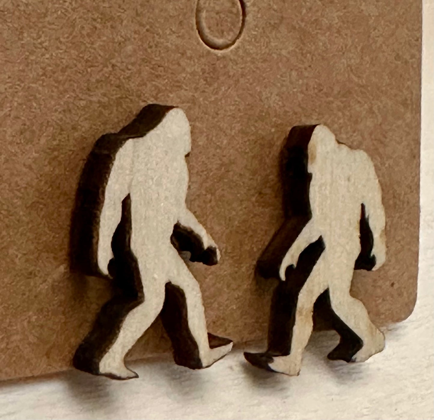 Wooden Engraved Earrings - Sasquatch / Bigfoot / Yeti