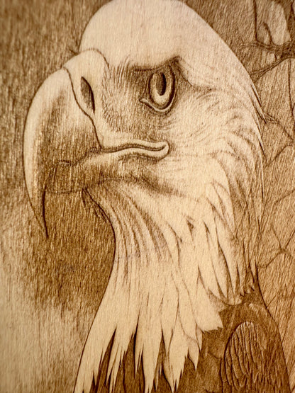 Two Perched Eagles Live Edge Rectangular Plaque