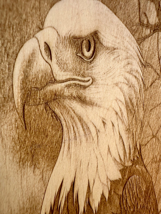 Two Perched Eagles Live Edge Rectangular Plaque