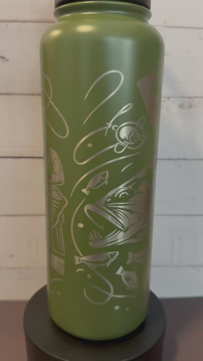 40oz. Insulated Water Bottle with Collapsible Straw Lid - Green, Faith Collage