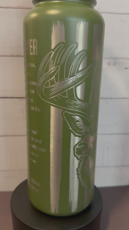 40oz. Insulated Water Bottle with Collapsible Straw Lid - Green, Hunter’s Prayer